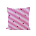 Pink Heart Cotton Cushion Cover, Red Heart Striped Throw Pillow Cover, Valentine Decorative Pillow, Cute Coquette Home Decor, Gift for Her