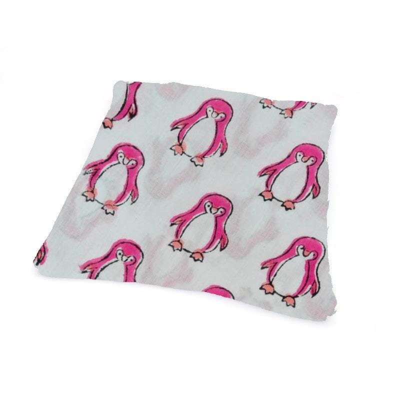 Pink Penguin Cushion Cover | Cute Penguin Throw Pillow Cover | Animal Print Pillow Case | Cotton Decorative Cushion Cover | Kids Room Decor