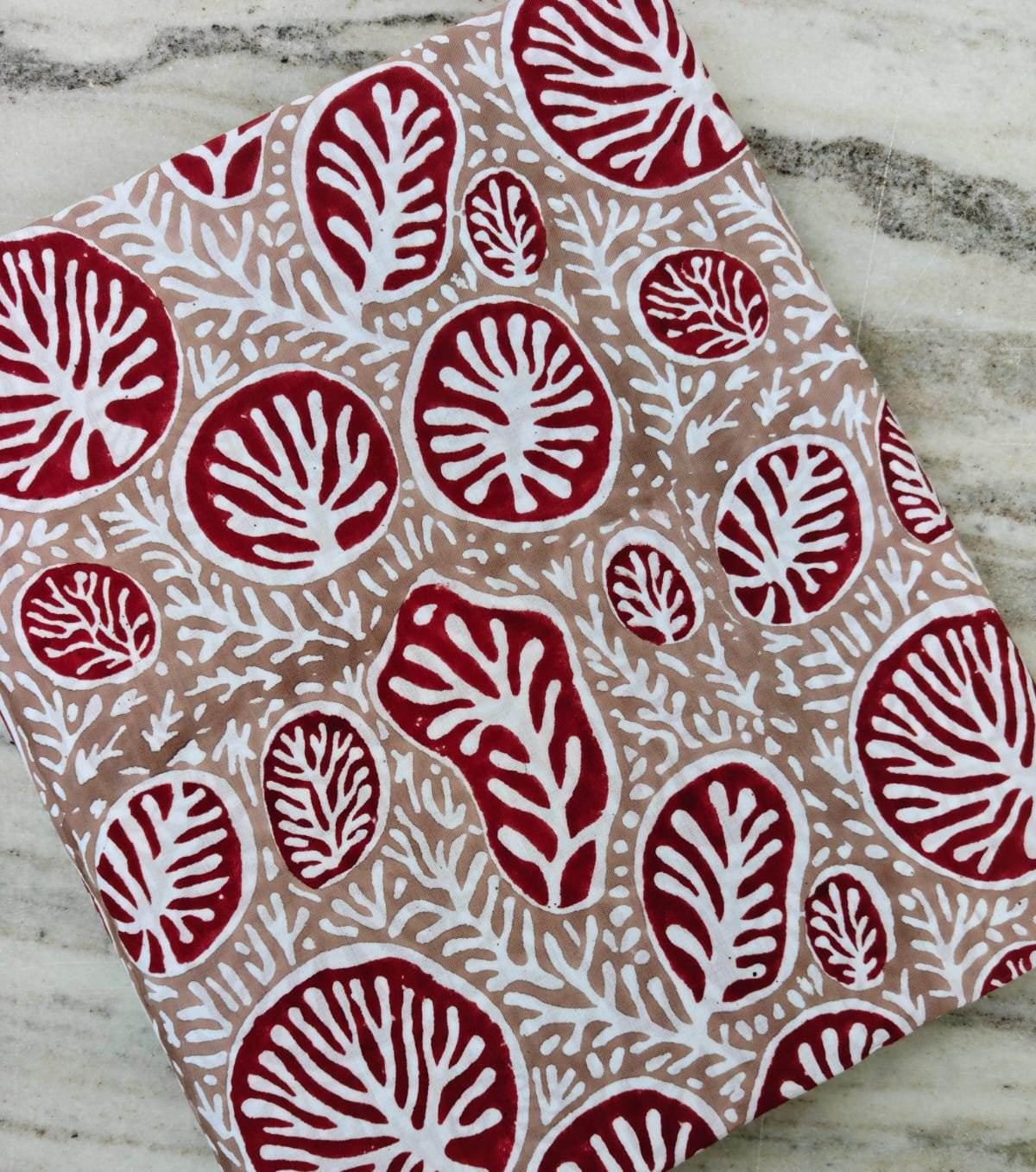 Green and Mustard Yellow Botanical Cotton Fabric, Hand Block Style Leaf Print, Modern Organic Pattern Fabric, Quilting Sewing Craft Fabric