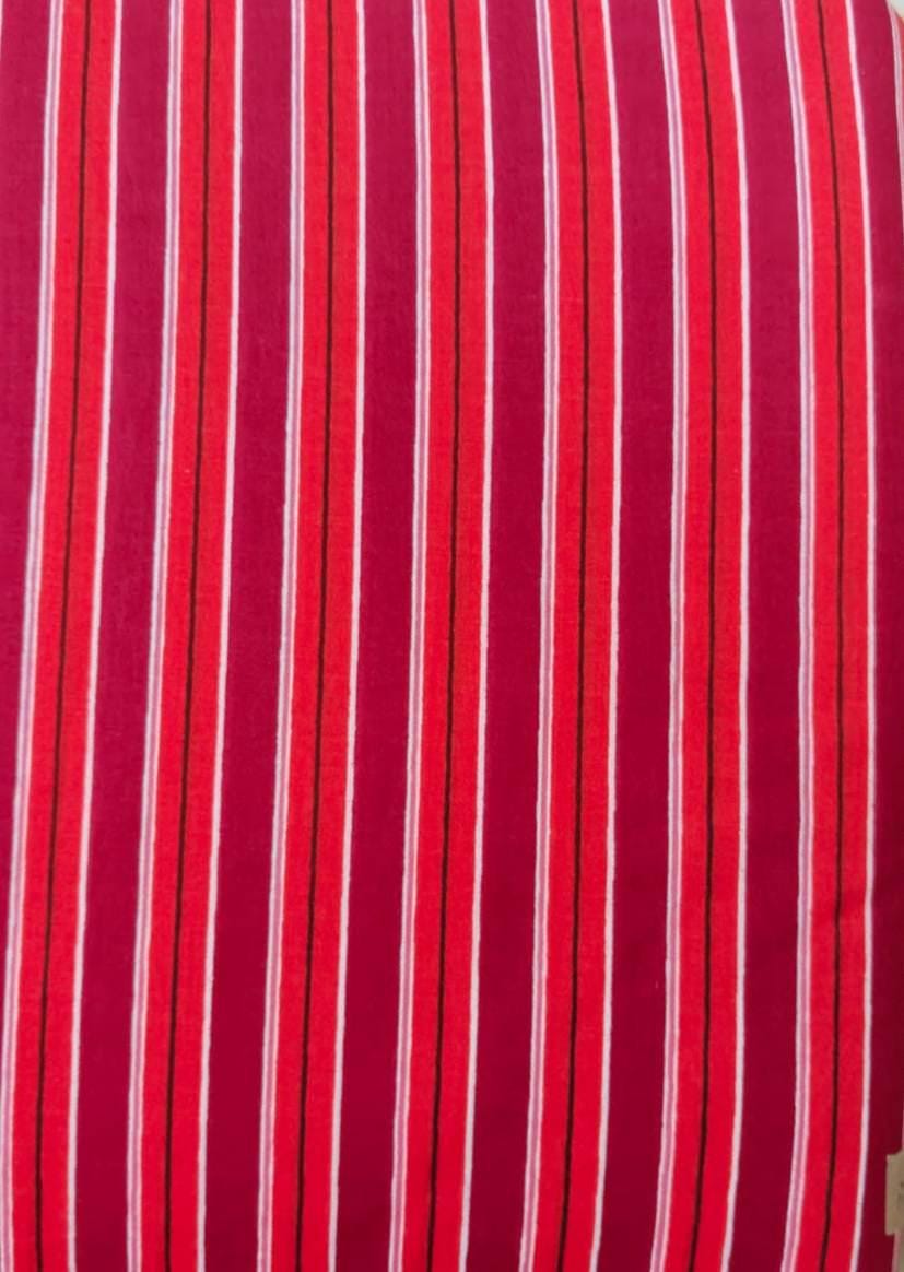 Red Pink Striped Cotton Fabric by the Yard, Soft Woven Cotton Material, Pinstripe Fabric for Dresses, Shirts, Quilting, Craft Sewing Fabric