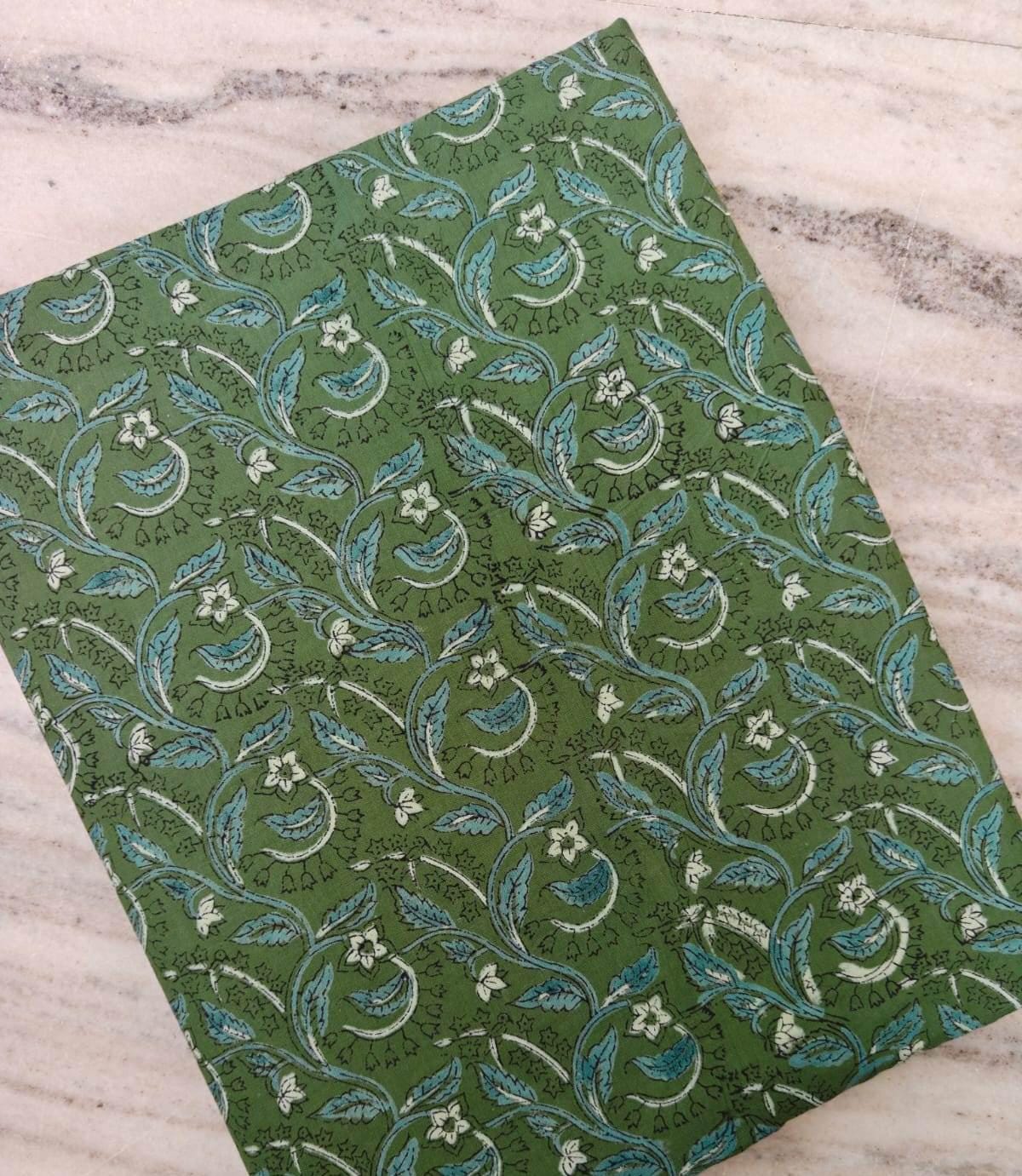 Green Floral Vine Cotton Fabric by the Yard, Botanical Print Cotton Fabric, Soft Woven Fabric for Dresses, Quilting, Sewing, Loose Fabric