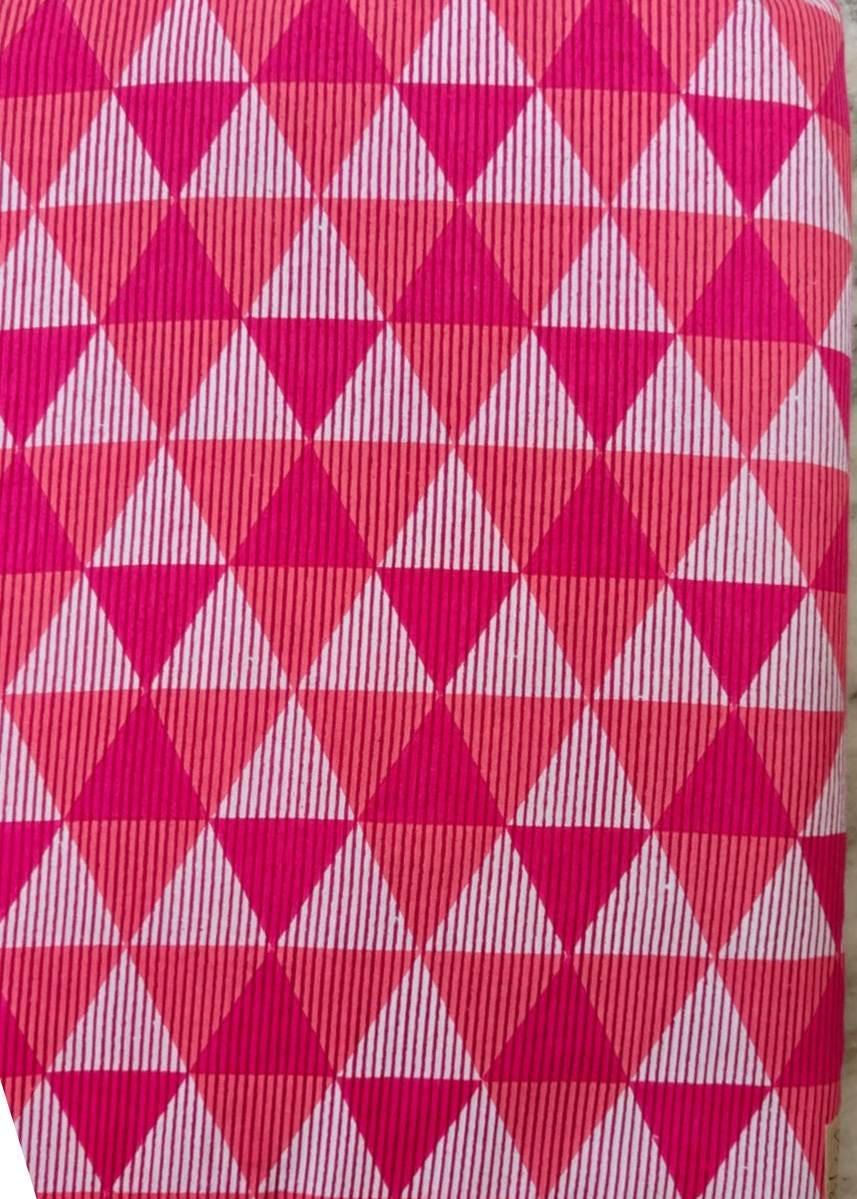 Pink Geometric Cotton Fabric by the Yard, Triangle Print Cotton Fabric, Modern Quilting Fabric, Pink White Fabric, Dressmaking Fabric