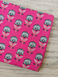 Pink Floral Cotton Fabric, Block Print Flower Fabric, Indian Cotton Fabric by the Yard, Botanical Print Fabric Quilting & Dressmaking Fabric