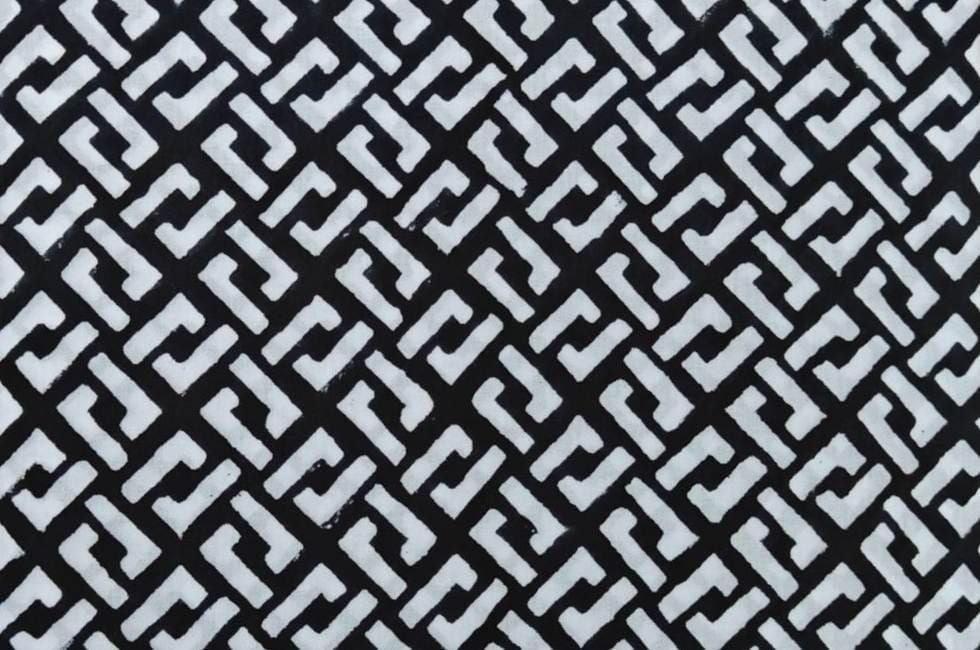 Black White Geometric Cotton Fabric, Modern Abstract Print Fabric, 100% Floral Indian Cotton Fabric by the Yard, Quilting, Sewing Fabric