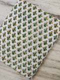 100% Cotton Hand Block Print Fabric, White Yellow Floral Botanical Textile, Indian Sewing Quilting
