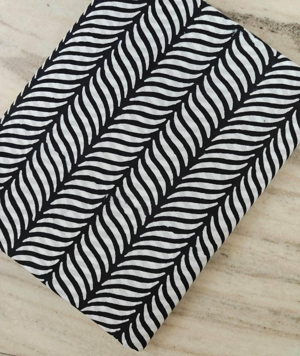 Black White Abstract Cotton Fabric by the Yard, Hand Block Print Cotton Fabric, Modern Geometric Fabric for Sewing, Quilting & Home Decor