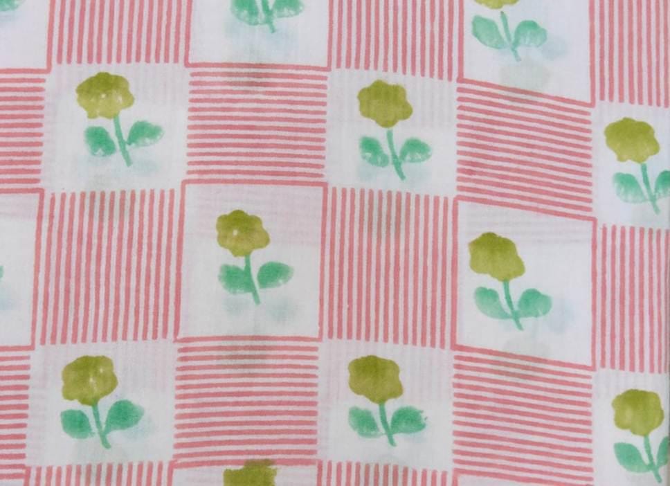 Pink Floral Cotton Fabric by the Yard, Cute Flower Stripe Print Fabric, Soft Cotton Fabric for Quilting, Sewing, Baby Crafts & Dress Fabric