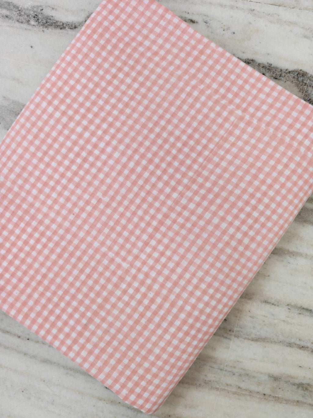 Pink Gingham Cotton Fabric, 100 % Floral Indian Soft Blush Pink & White Checkered Print Fabric, Sewing Quilting Cotton Textile, Loose Fabric