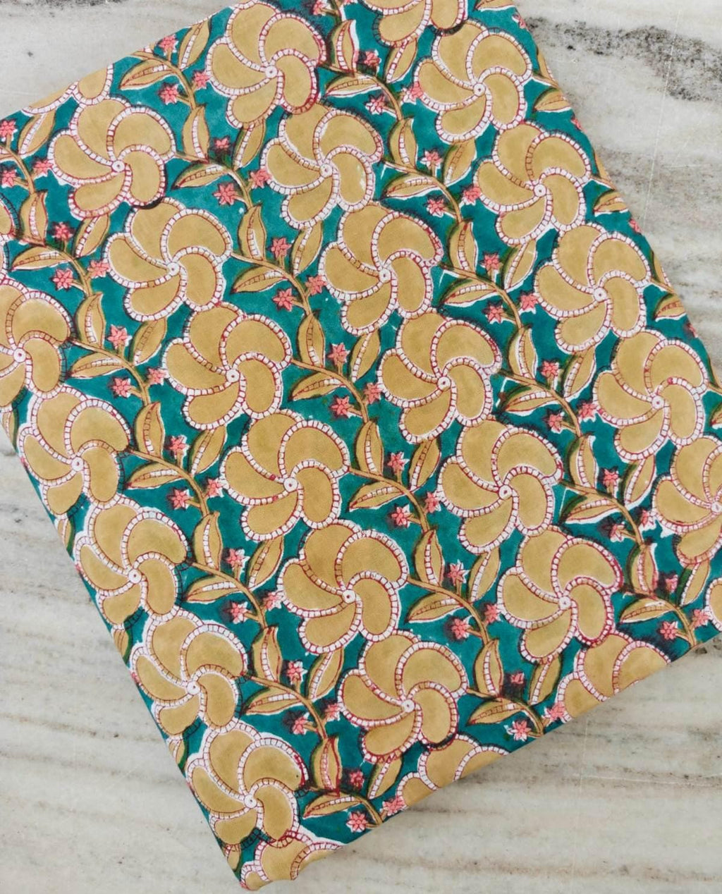 Teal Floral Cotton Fabric, Mustard Yellow Flower Print Fabric, Indian Cotton Fabric, Floral Sewing Fabric, Dressmaking Fabric, Loose Fabric
