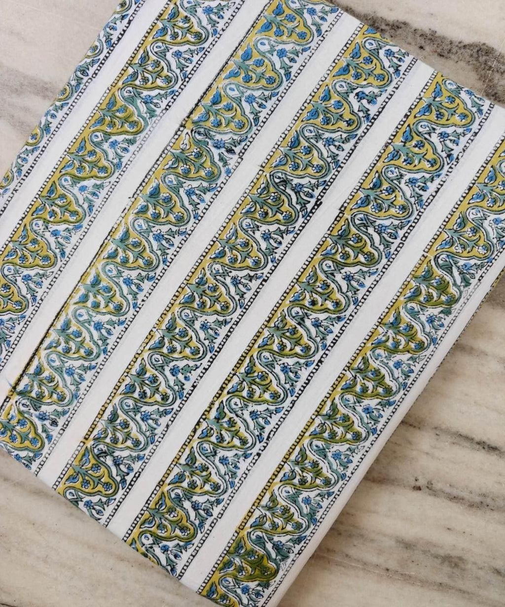 Indian Cotton Fabric, Block Print Fabric, Blue Green Paisley Cotton Textile, Floral Hand Block Print, Craft Sewing Fabric, Loose Fabric