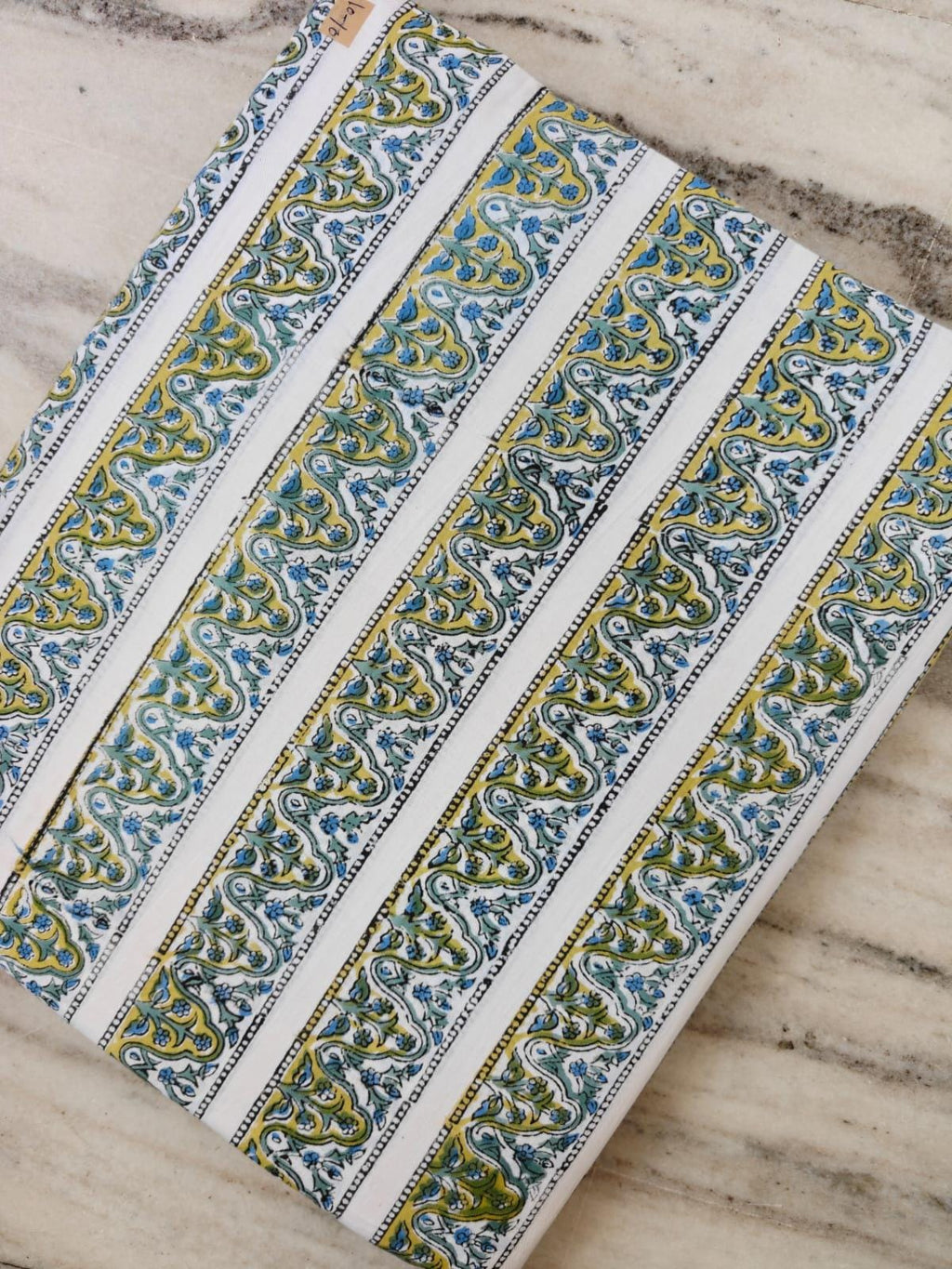 Indian Cotton Fabric, Block Print Fabric, Blue Green Paisley Cotton Textile, Floral Hand Block Print, Craft Sewing Fabric, Loose Fabric