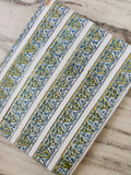 Indian Cotton Fabric, Block Print Fabric, Blue Green Paisley Cotton Textile, Floral Hand Block Print, Craft Sewing Fabric, Loose Fabric