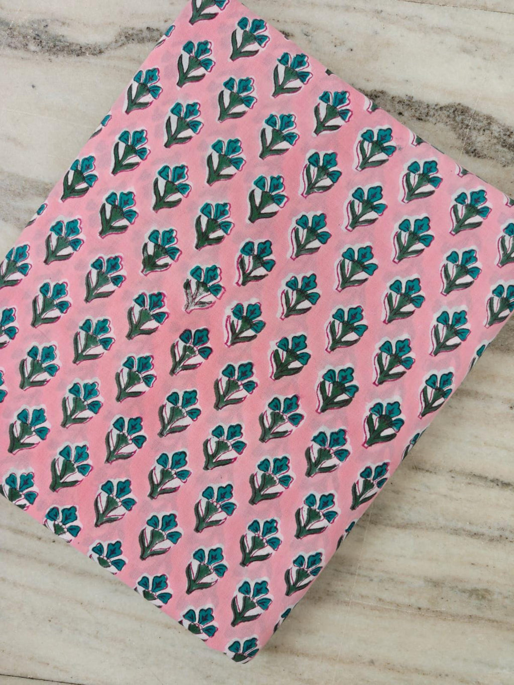 Pink Floral Block Print Cotton Fabric | Indian Hand Block Print Fabric | Floral Cotton Textile | Dressmaking & Quilting Loose Fabric