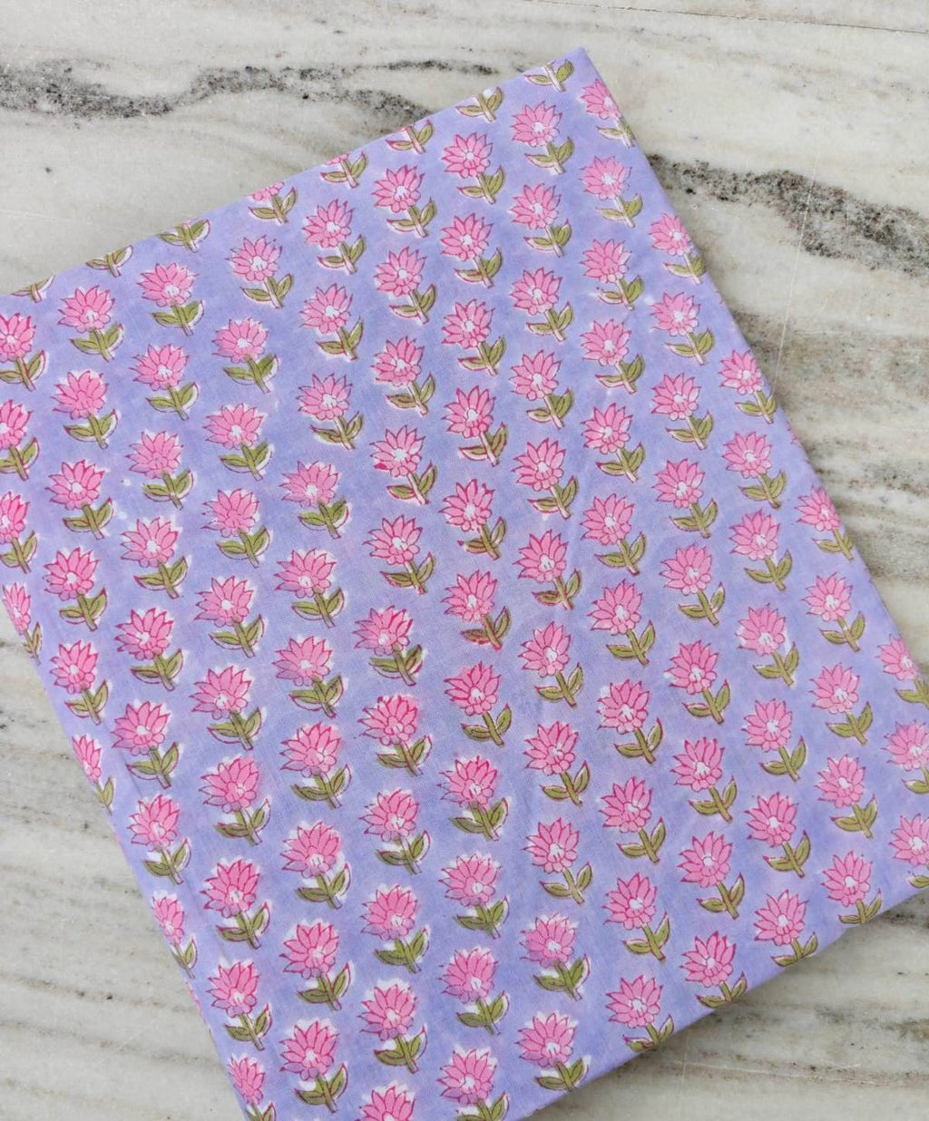 Lavender Pink Floral Cotton Fabric, Small Flower Print Fabric, Indian Block Print Style Cotton, Quilting Sewing Fabric by the Yard