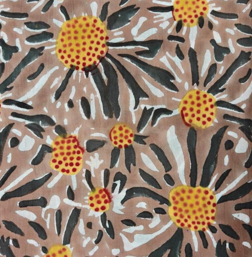 Cotton Fabric by the Yard, Floral Daisy Print Fabric, Hand Painted Style Cotton, Boho Fabric, Sewing & Quilting Fabric, Loose Running Fabric