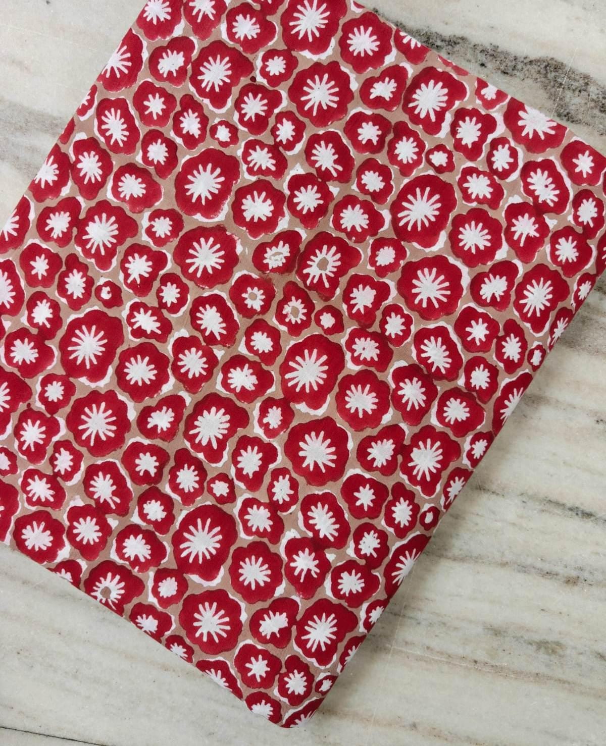 Red White Floral Cotton Fabric | Indian Floral Print Fabric | Cotton Sewing Fabric | Quilting Fabric | Craft & Dressmaking Loose Fabric