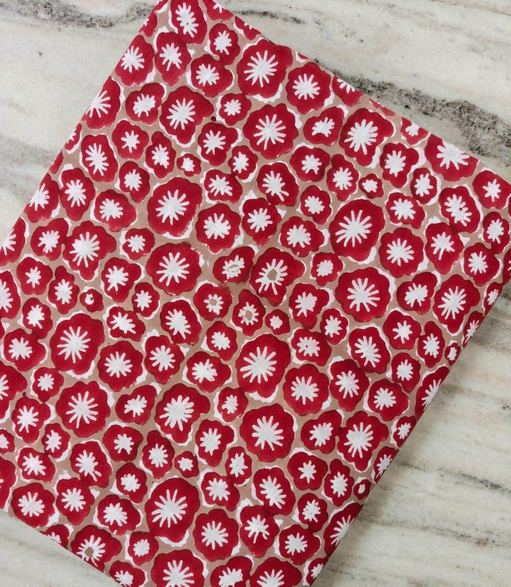 Red White Floral Cotton Fabric | Indian Floral Print Fabric | Cotton Sewing Fabric | Quilting Fabric | Craft & Dressmaking Loose Fabric