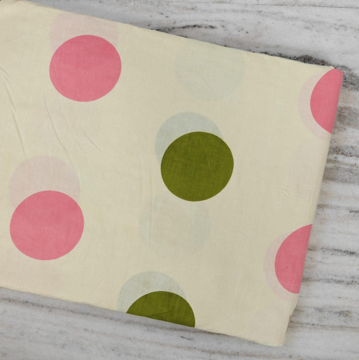 Cream Cotton Fabric, Olive Green & Pink Abstract Circle Print, Retro Mid Century Geometric Fabric, Modern Quilting Sewing Home Decor