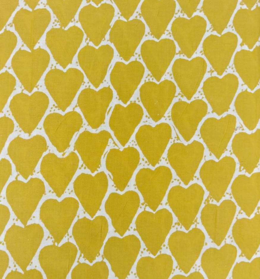 Mustard Yellow Heart Cotton Fabric, Modern Love Heart Print, Quilting Fabric, Sewing Fabric, Craft Fabric, Yellow & White Heart Pattern