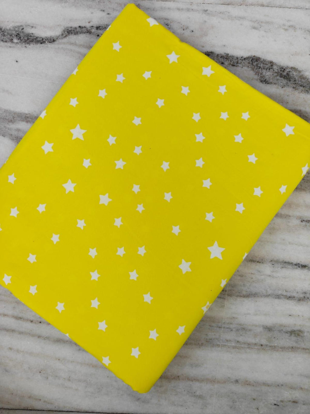 100% Floral Indian Yellow Cotton Fabric with White Stars Fabric By The Yard, Star Print Fabric, Cute Cotton Fabric for Quilting, Sewing