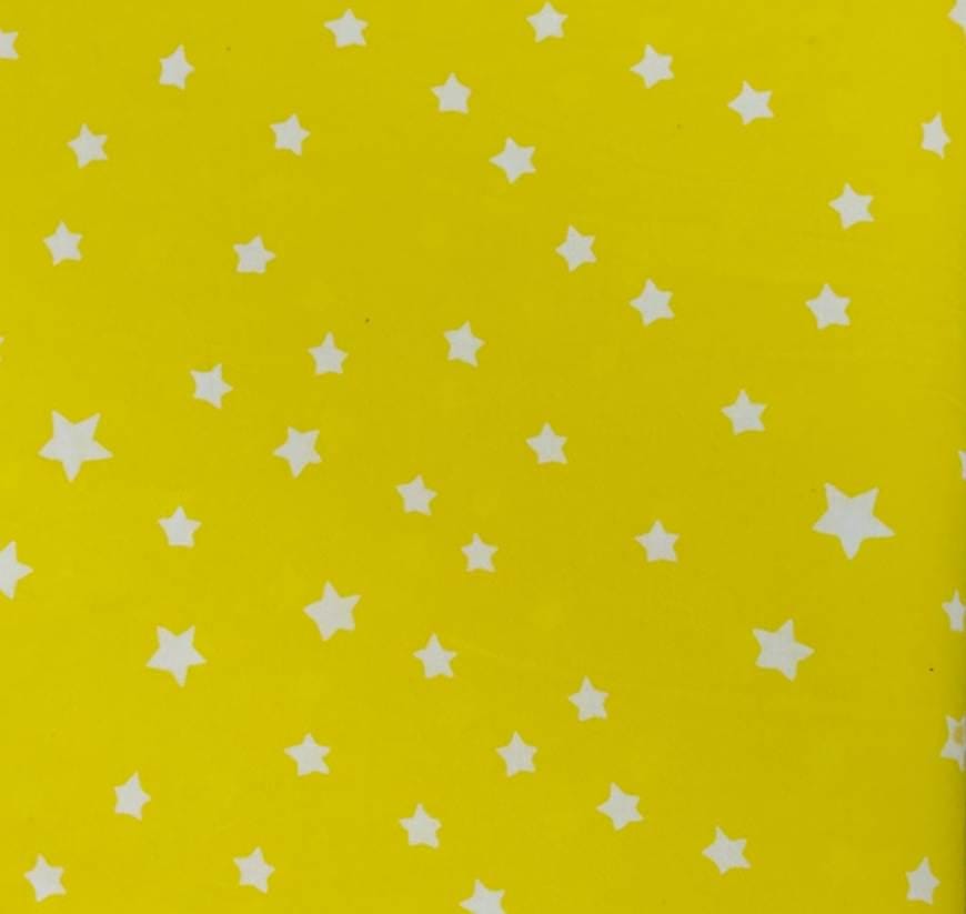 100% Floral Indian Yellow Cotton Fabric with White Stars Fabric By The Yard, Star Print Fabric, Cute Cotton Fabric for Quilting, Sewing