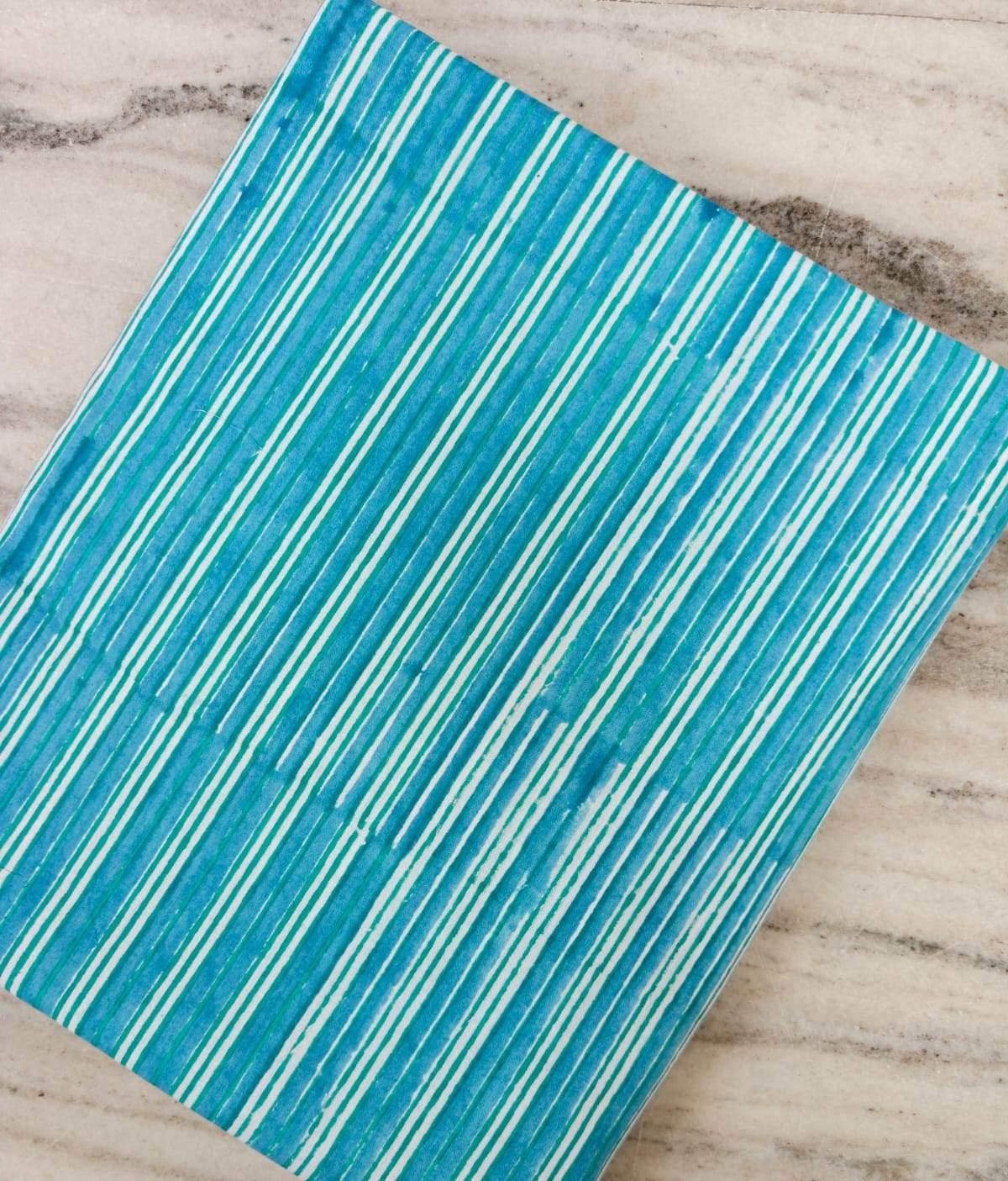 Turquoise Blue Stripe Cotton Fabric, Teal Aqua Striped Fabric, Watercolor Stripe Cotton Fabric for Quilting,  Apparel Fabric, Fabric Napkins