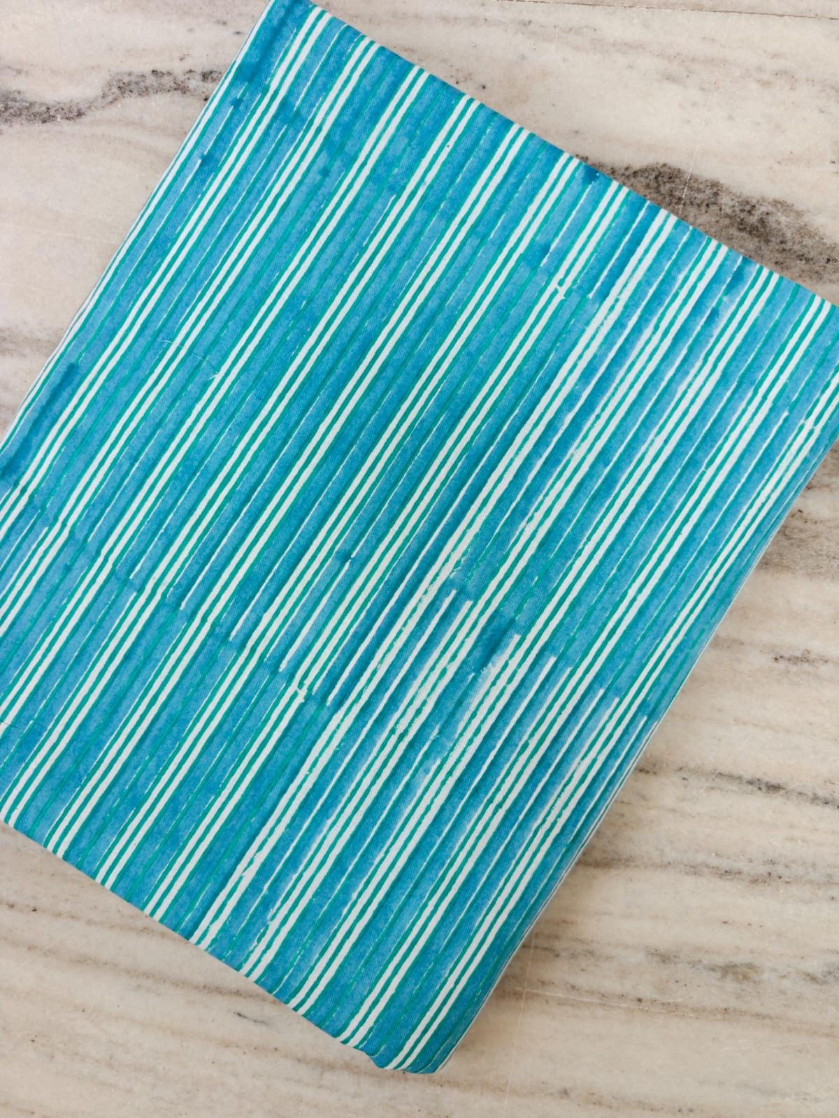 Turquoise Blue Stripe Cotton Fabric, Teal Aqua Striped Fabric, Watercolor Stripe Cotton Fabric for Quilting,  Apparel Fabric, Fabric Napkins
