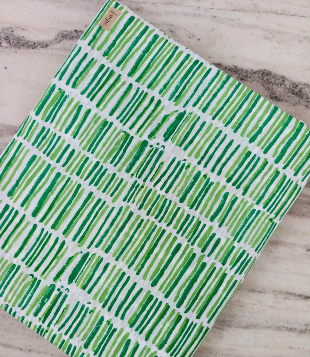 Green & White Brush Stripe Cotton Fabric, Hand Painted Look, Green Striped Fabric, Quilting Cotton, Sewing Fabric, Craft Fabric, Napkins