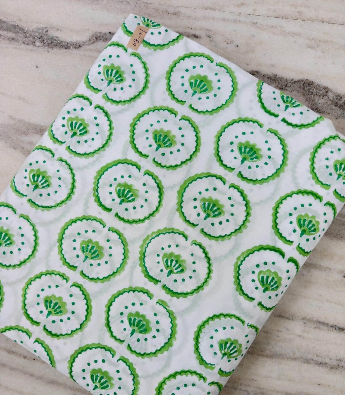 Green Floral Cotton Fabric | Indian Block Print Fabric | Hand Printed Cotton Textile | White Green Floral Fabric | Sewing & Quilting Fabric