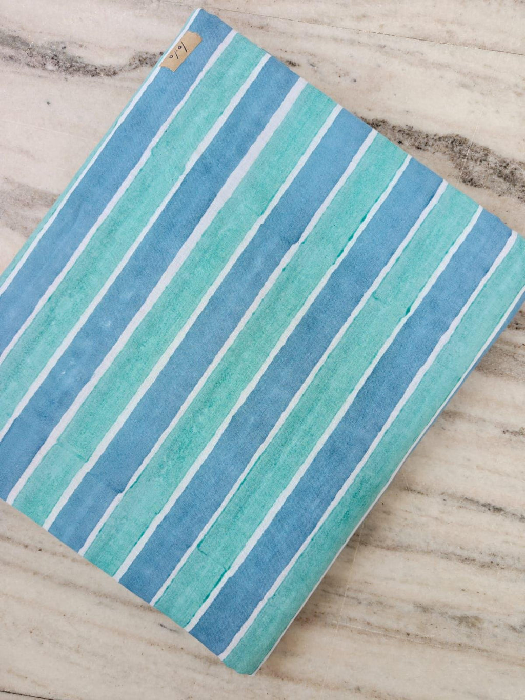 Blue & Aqua Stripe Cotton Fabric | Hand Block Print Fabric | Indian Cotton Textile | Striped Fabric by the Yard | Sewing  Quilting Fabric