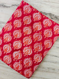 Red Paisley Cotton Fabric, Orange and White Paisley Print Fabric, Indian Block Print Style Fabric, Cotton Sewing Fabric, Fabric by the Yard