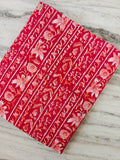 Red Floral Cotton Fabric, Indian Block Print Cotton Fabric, Pink Floral & Paisley Print, Sewing, Quilting Craft Fabric  Loose Running Fabric