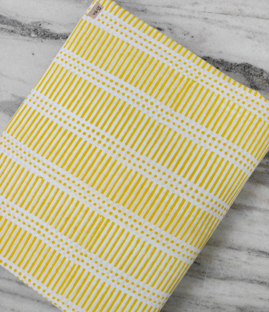 Yellow & White Cotton Fabric, Geometric Stripe Print, Indian Cotton Fabric, Modern Sewing, Quilting Craft Fabric, Home Decor Fabric, Napkins