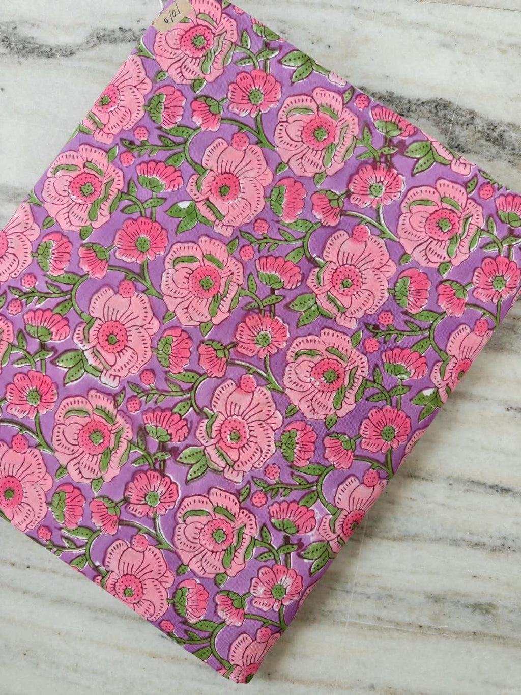 Purple Floral Cotton Fabric | Pink Flower & Green Leaf Print | Indian Cotton Fabric | Floral Sewing Fabric | Dressmaking  Quilting Fabric