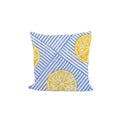 Blue Lemon Slice Cotton Cushion Cover, Yellow Citrus Hand Block Print Pillow Cover, Blue White Striped Throw Pillow, Indian Home Decor