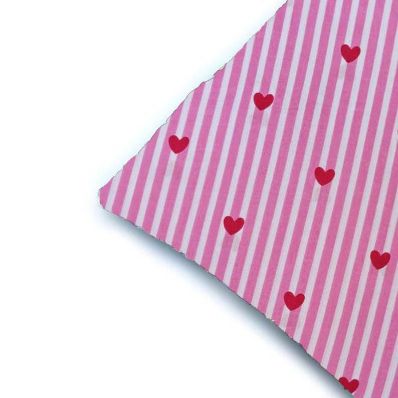 Pink Heart Cotton Cushion Cover, Red Heart Striped Throw Pillow Cover, Valentine Decorative Pillow, Cute Coquette Home Decor, Gift for Her