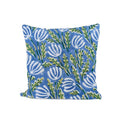 Blue Floral Cushion Cover, Indian Hand Block Print Pillow Cover, Botanical Cotton Throw Pillow, Boho Farmhouse Sofa Cushion,  Home Decor