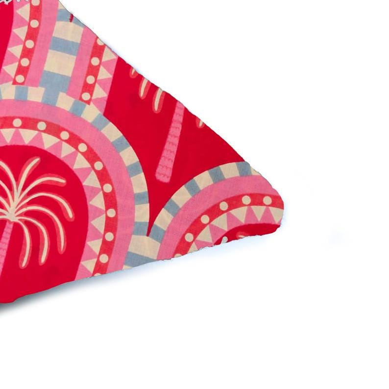 Indian Hand Block Print Cushion Cover, Pink Red Cotton Throw Pillow Cover, Boho Decorative Pillow Case, Palm Tree Cushion Cover, Sofa Decor