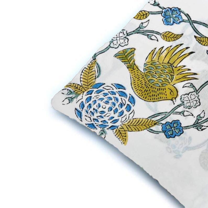 Bird Floral Cushion Cover, Botanical Throw Pillow Cover, Cotton Cushion Cover, Cottagecore Home Decor, Nature Inspired Pillow Case