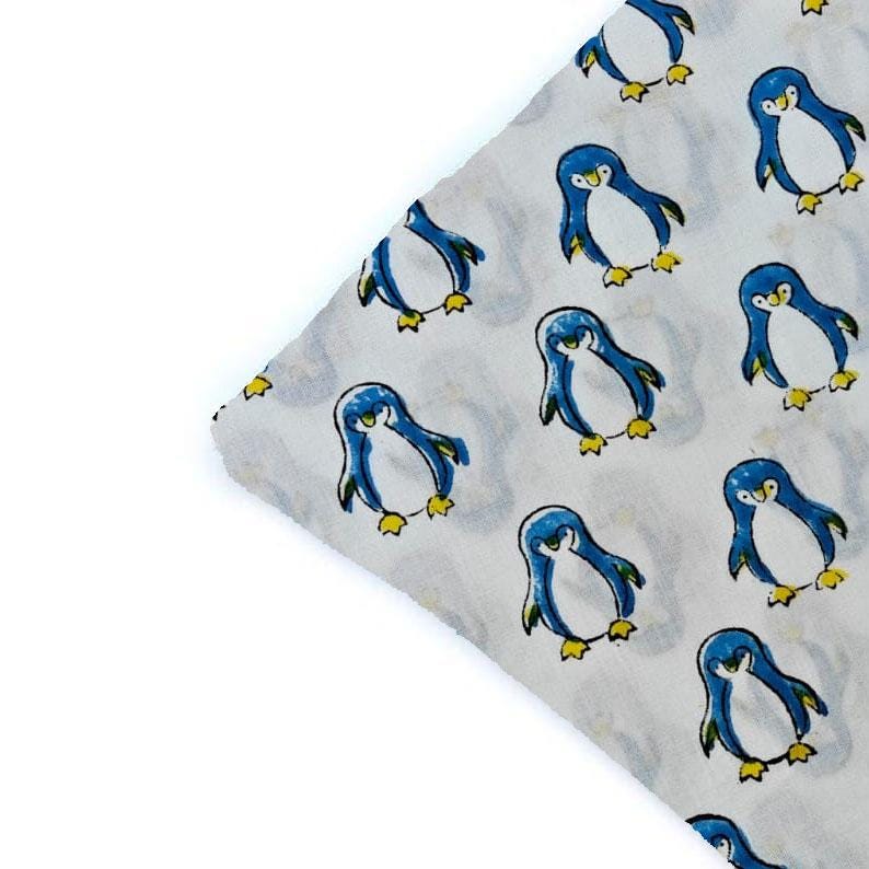 Blue Penguin Pillow Cover, Cute Animal Cushion Cover, Kids Nursery Throw Pillow, Cotton Decorative Pillow Case, Cartoon Penguin Home Decor