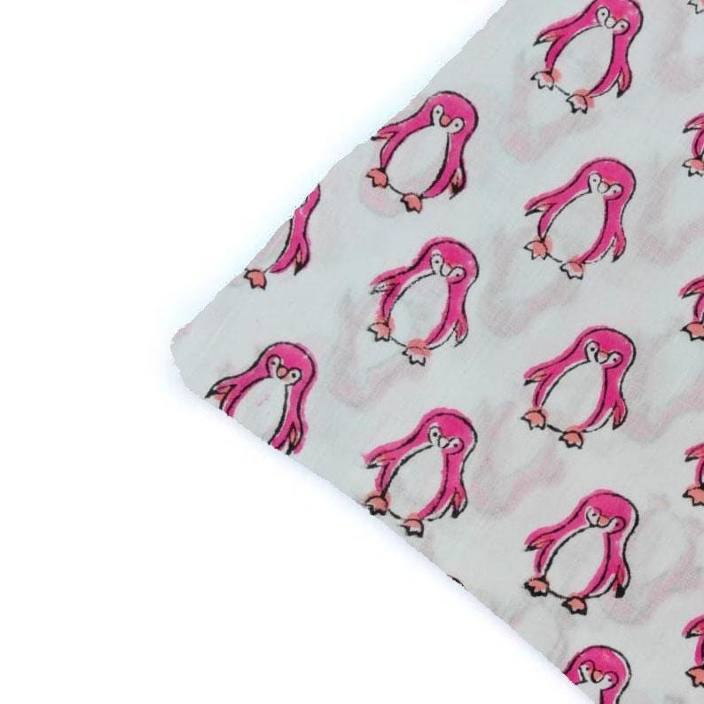 Pink Penguin Cushion Cover | Cute Penguin Throw Pillow Cover | Animal Print Pillow Case | Cotton Decorative Cushion Cover | Kids Room Decor