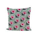 Pink Green Floral Block Print Cushion Cover, Cotton Pillow Cover, Indian Hand Block Print Throw Pillow Boho Home Decor, Accent Cushion Cover