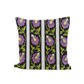 Black Purple Floral Cushion Cover, Striped Boho Pillow Cover, Indian Block Print Pillow, Botanical Throw Pillow, Cotton Home Decor Gifts