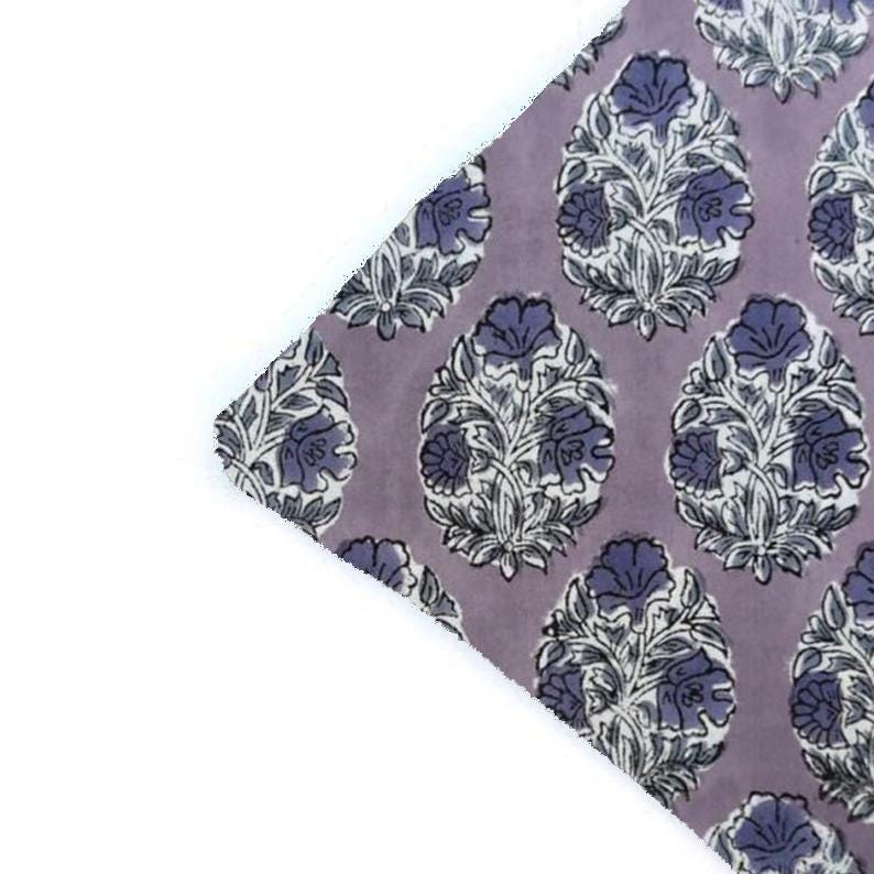 Lavender Floral Cushion Cover, Purple Block Print Pillow Cover, Cotton Cushion Cover, Indian Hand Block Print Home Decor Floral Pillow Cover