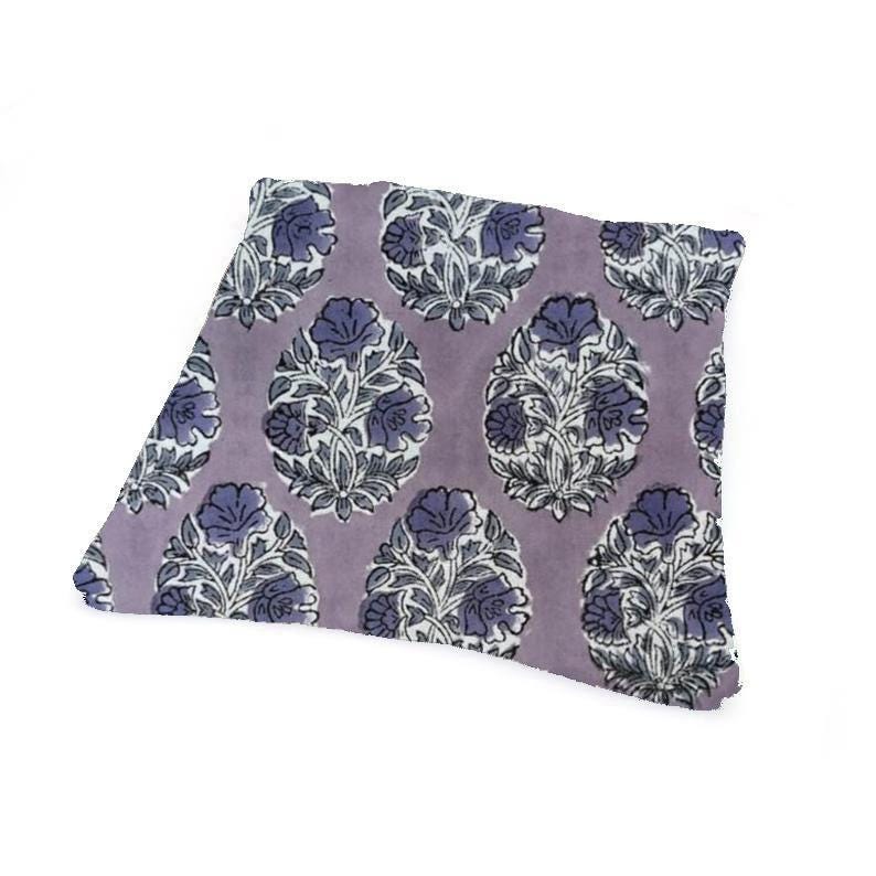 Lavender Floral Cushion Cover, Purple Block Print Pillow Cover, Cotton Cushion Cover, Indian Hand Block Print Home Decor Floral Pillow Cover