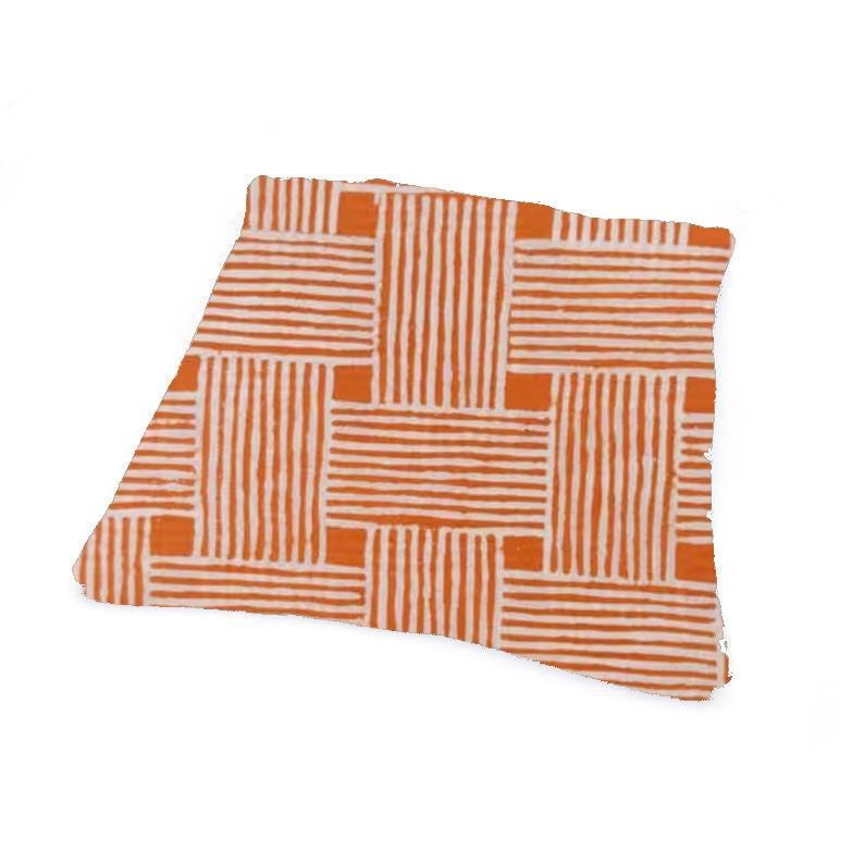 Orange Geometric Cushion Cover, White Stripe Cotton Pillow Cover, Modern Block Print Throw Pillow, Boho Home Decor, Handmade Pillow Gifts