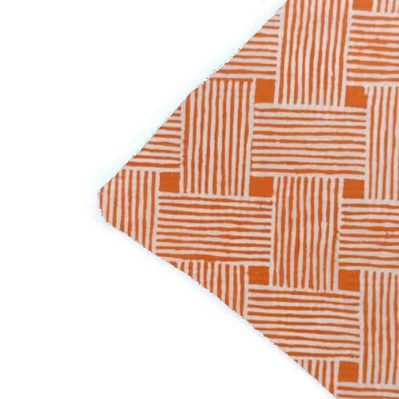 Orange Geometric Cushion Cover, White Stripe Cotton Pillow Cover, Modern Block Print Throw Pillow, Boho Home Decor, Handmade Pillow Gifts