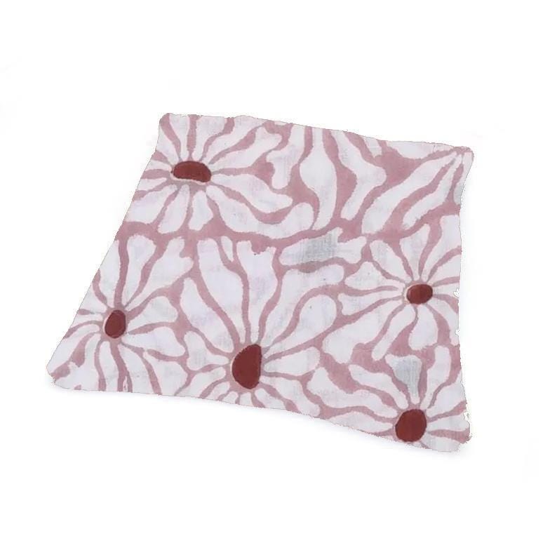 Pink Floral Cushion Cover, Indian Block Print Cotton Pillow Cover, Dusty Rose Flower Throw Pillow, Boho Decorative Home Decor, Gifts