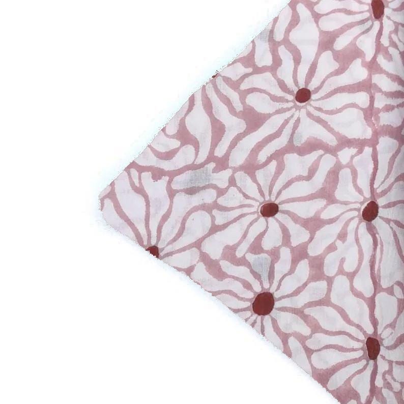 Pink Floral Cushion Cover, Indian Block Print Cotton Pillow Cover, Dusty Rose Flower Throw Pillow, Boho Decorative Home Decor, Gifts