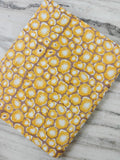 Mustard Yellow Indian Hand Block Print Fabric, Floral 100% Cotton Quilting Fabric By The Yard, Retro Daisy Flower Vintage Inspired Fabric